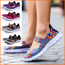 2017 Spring Women casual running shoes lady's sneaker mesh fabric flats shoes ( Plus Size US：5 -11, Grey,Purple,Red,Orange,Black,Khaki )