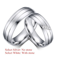Couple Rings, Steel, crystal ring, Stainless Steel