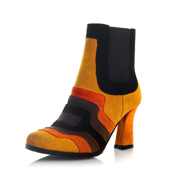 Marca mujeres de cuero genuino tacones altos botines de punta redonda  zapatos de tacón alto otoño invierno moda sexy mujer zapatos negros | Wish