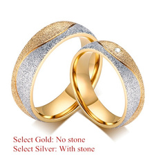 Couple Rings, Steel, crystal ring, Stainless Steel