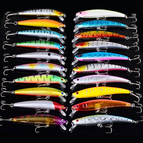 Lot 20PCS Quality Fishing Lure Bass Minnow Plastic Isca Artificial