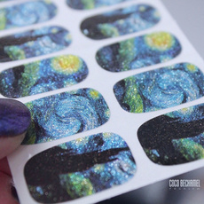 Stickers with the image of polish "Starry Night" by Van Gogh Nail Wraps Full Cover Nail Sticker