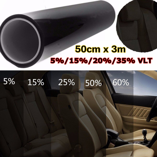 roll 50cm x 3m 5 15 20 35 percent vlt window tint tinting glass sticker decal sunshade film for car residential commercial color black wish wish