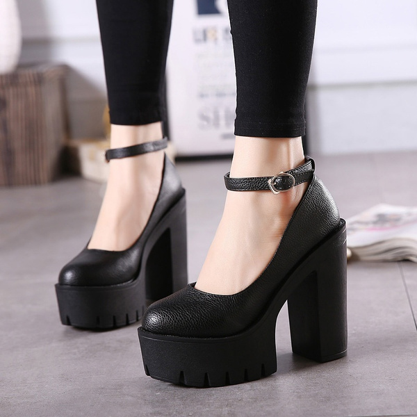 Envío gratis 2016 nueva primavera otoño casual zapatos de tacón alto sexy  ruslana korshunova plataforma tacones gruesos en blanco y negro | Wish
