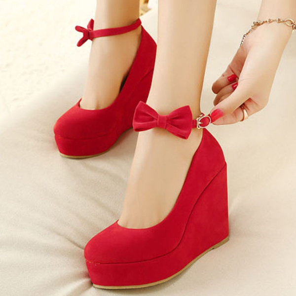 Precio bajo 2014 nuevas mujeres atractivas moda Cute Cat Face zapatos hebilla Vogue cuñas rojo albaricoque negro tacones plataforma bombas 0 | Wish