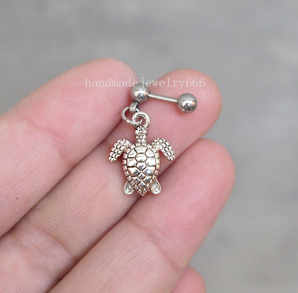 2pcs Turtle cartilage barbell Upper Ear Ring piercing Cartilage jewelry Fashion 