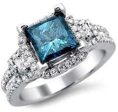 Fashion Jewelry  Blue soild natural diamond Rings for Women Size 6-10