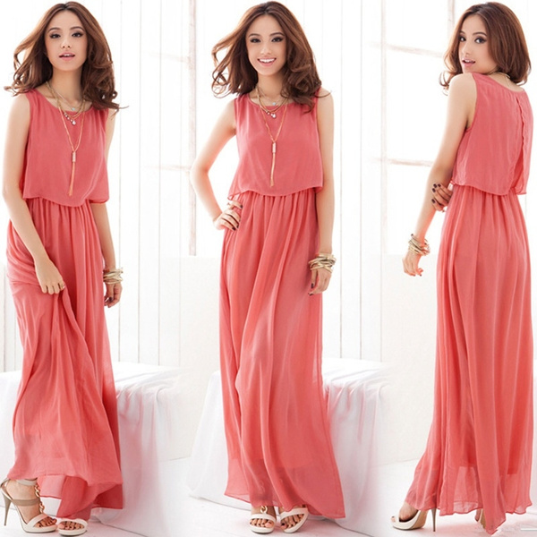 Quality Long Flowing Chiffon Dress 