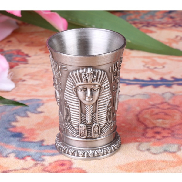 thumbnail image 2 of Vintage Egyptian Style Metal Wine Cup – Handcrafted Goblet, Home Bar Decor, Unique Gift (Green Bronze) 2 of 12