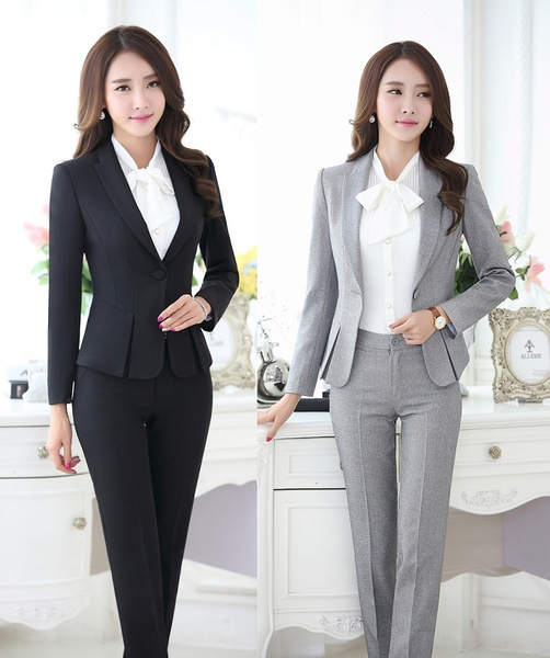 Women Suits Business Work Uniform Office Lady Formal Pant Suits