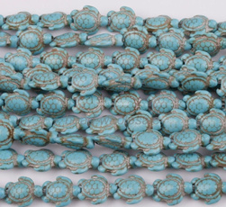 Turquoise, carvedturtleshapedspacer, Handmade, loose beads