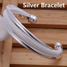 2017 Fashion Women Female Jewelry 925 Sterling Silver Bangles Cuff Bracelets Gifts