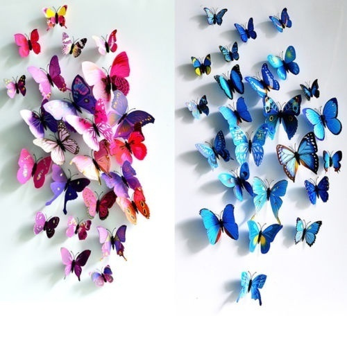 Download 12 6pcs Wall Stickers Home Decorations 3d Butterfly Rainbow Decal Wish