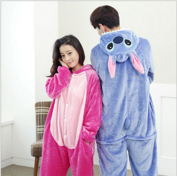 Kigurumi Stitch Adults Animal Onesies Winter Women Pajamas Jumpsuit Boy  Couple Costume Cosplay Flannel Cartoon Sleepwear Pyjamas