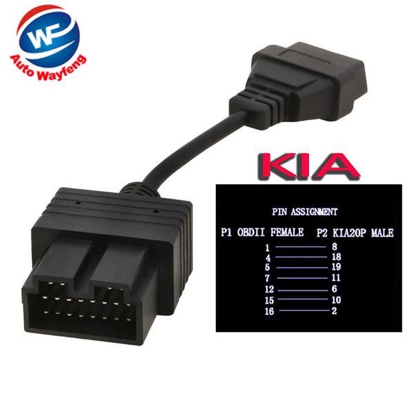 16 Pin to 20 Pin OBD OBD2 OBDII Female Car Diagnostic Adapter Cable For KIA 