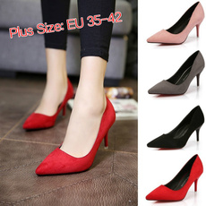 2017 Popular Women Casual Shoes Fashion Women's Shoes Nude Color Heels Shallow Mouth Pointed Fine with Sexy Shoes Wedding Shoes Suede Work Shoes