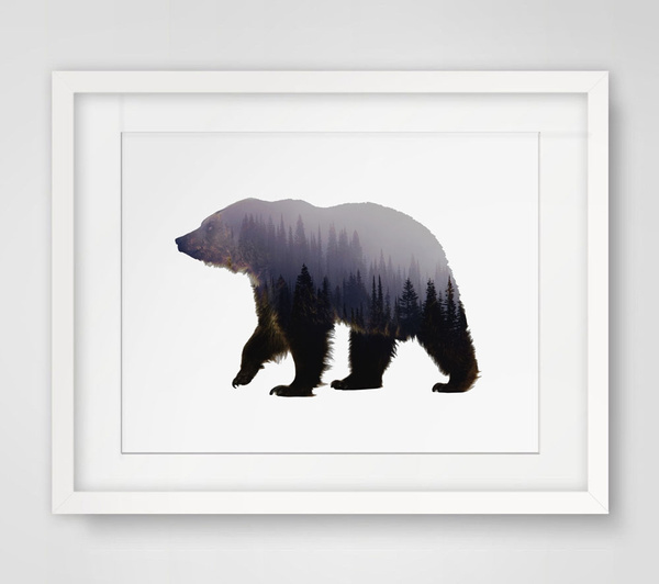 Bear Art Wall Hanging Bear Art Print Bear Handmade Art Paper Animal
