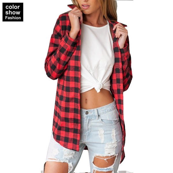 red and black flannel shirt womens