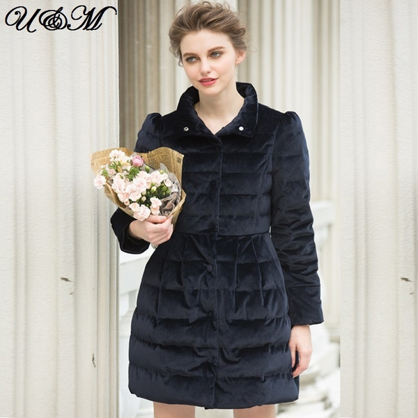 Cappotto Piumino Donna Gold Velour Single Breasted Stand Collar Bow Womens  Down Jackets And Coats Winter Parkas Winterjas Dames | Wish