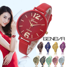 Fashion Geneva Unisex Women Faux Leather Gold Quartz Wrist Watch Outstanding