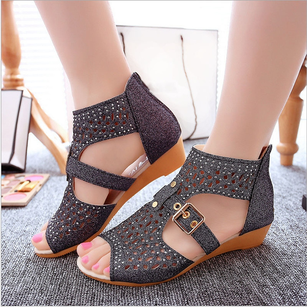 Summer Women Wedge Sandals Fashion Fish Mouth Pumps Sexy Hollow