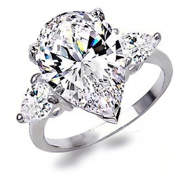 Affordable Wedding Rings Sets  Italo Classic Pear Created White Sapphire  Engagement Ring