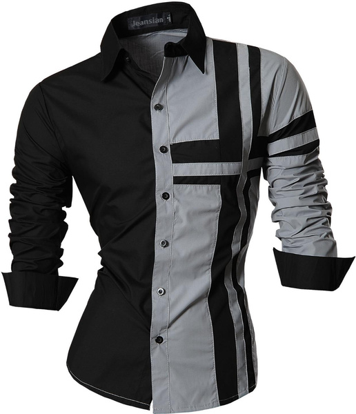 Designers Mens Simple Style Dress Casual Shirt Slim Fit Trend Fashion 4 ...
