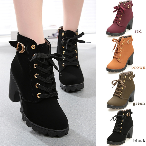 2016 Nueva oto n o Invierno mujer botas con cordones s lidos lidos Calidad lidos