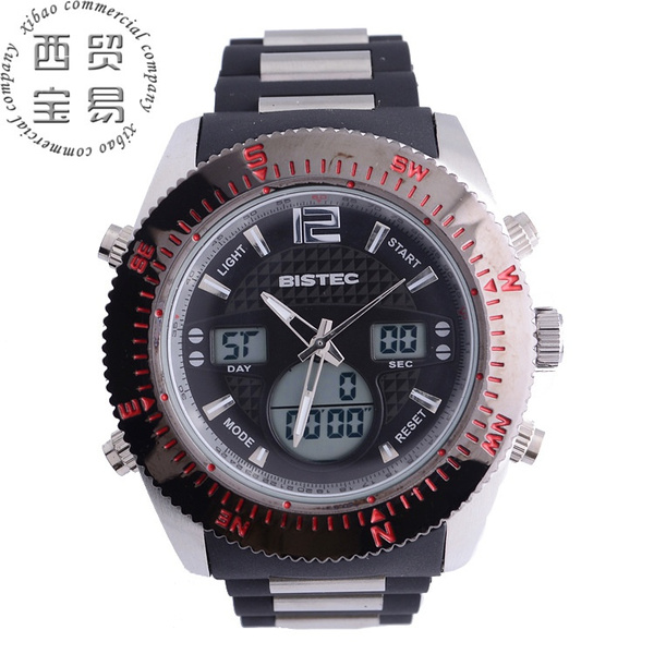 Bistec New Sports Silicone Strap Waterproof Multifunction Electronic Watch  Men 11105
