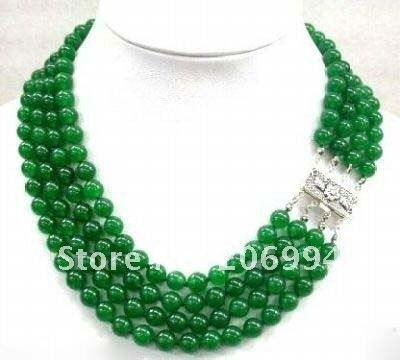 Vintage 1920s Green and Clear Glass Bead Necklace - Raleigh Vintage