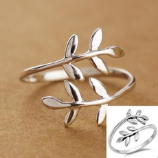 Adjustable, leaf, Women Ring, 925 silver rings