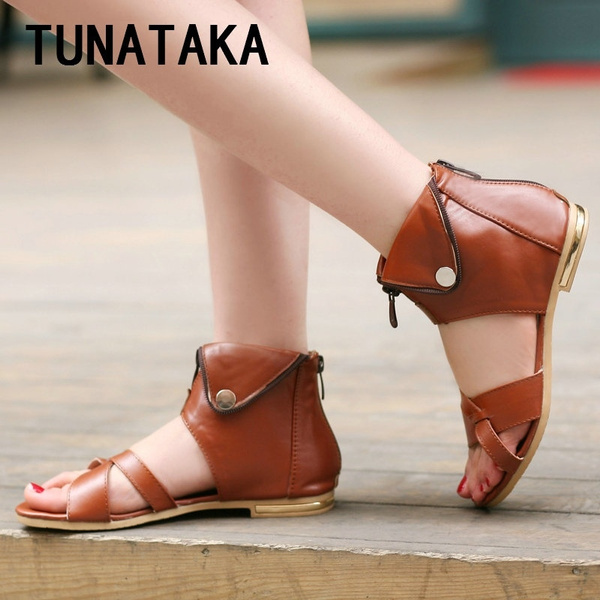 Flat sandals with back zipper new arrivals