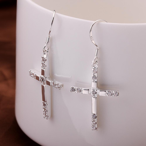 Rhinestone shop cross earrings