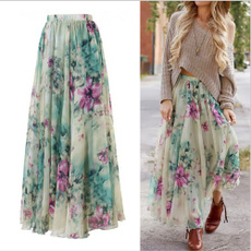 floralmaxiskirt, long skirt, Women Skirts, chiffon dress