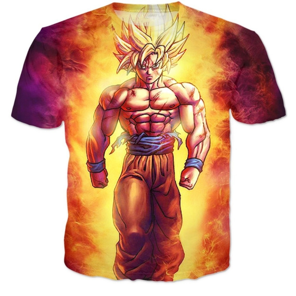 Men 3D Dragon Ball Z T Shirt Vegeta Goku Piccolo Super Saiyan Tee