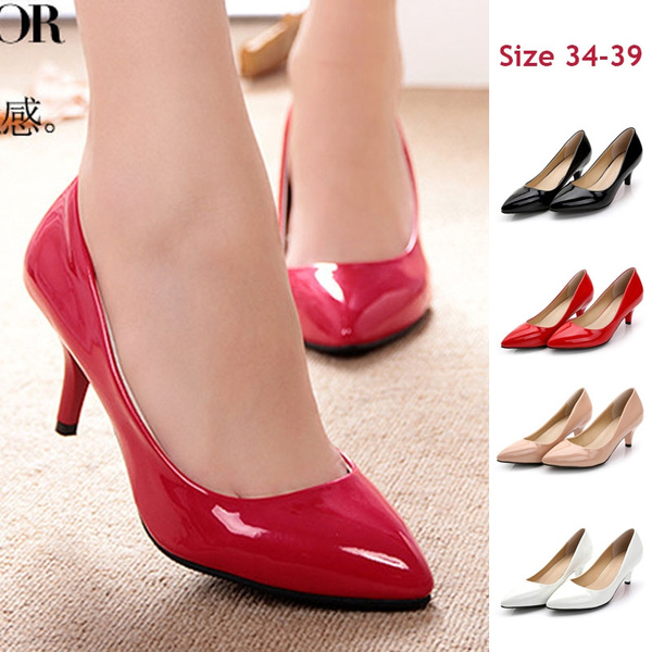 Sexy en punta de charol cuero rojo único bajo los talones zapatos mujeres 2016 diseñador de la marca zapatos inferiores rojos tacones altos mujeres bombas blanco | Wish