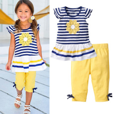 2Pcs Baby Girls Kids Flower T-Shirt Tops+Shorts Pants Outfits Summer Clothes 1-8
