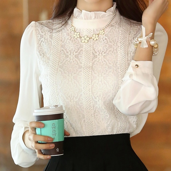 Blusas Chemise Femme Chiffon White Lace Blouse Women Tops And Blouses Korean Fashion Clothing | Wish