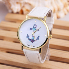 Women's Ladies Vintage Flower Watch Anchor Leather Quartz Watch Super Hot Fashion Casual Watches Gifts
