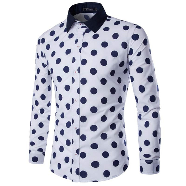 Polka Dot Printed Mens Slim Fit 