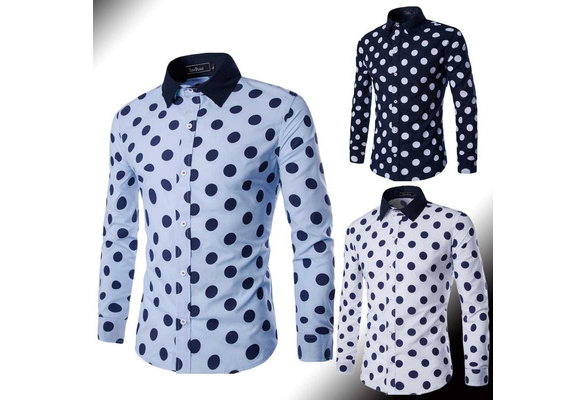 blue and white polka dot shirt mens