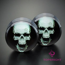 TOPBRIGHT® Pair Acrylic Ear Gauges Plugs Flesh Tunnels Expanders Screw Screaming Skull
