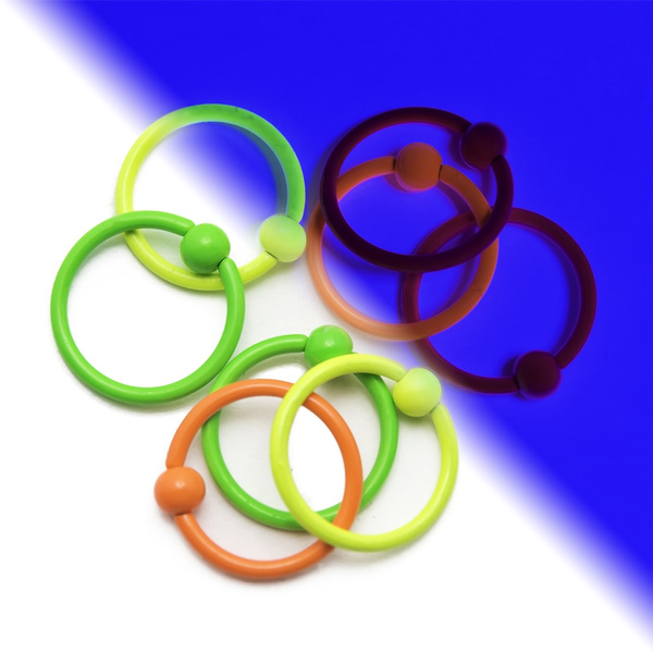 UV Glow Captive Bead Closure Rings – 14mm 16mm, Acrylic, Nickel-Free, Sold In Pairs, Made In USA