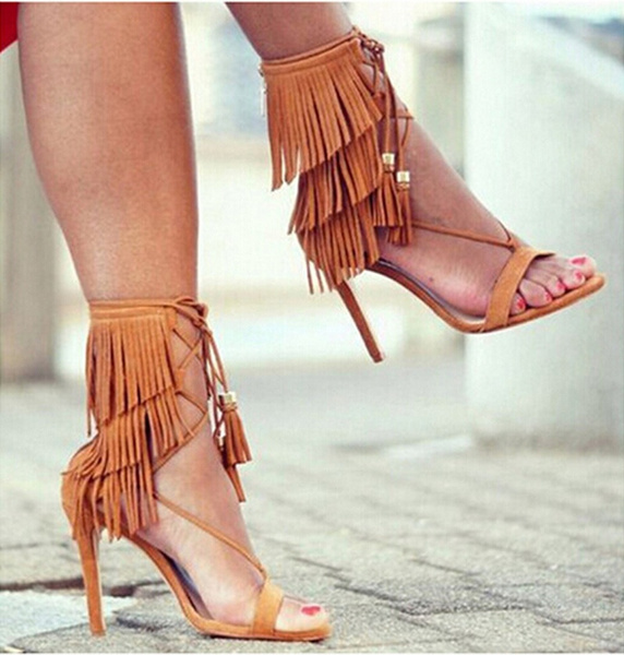 Fringe lace hot sale up heels