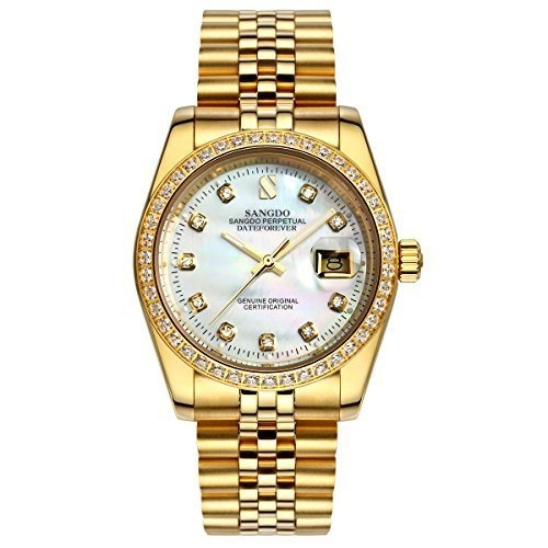 Amazon.com: Men's Automatic Watch Gold Stainless Steel Case Band Waterproof  Shell Dial Watches For men : Clothing, Shoes & Jewelry