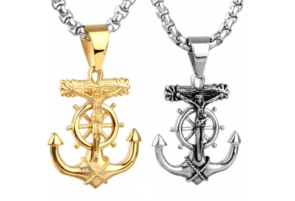 Buy Men's Jesus Christ Anchor Cross Pendant Real MOISSANITE Solid 925  Sterling Silver, Gold or Rhodium Finish, PASSES DIAMOND Tester Online in  India - Etsy