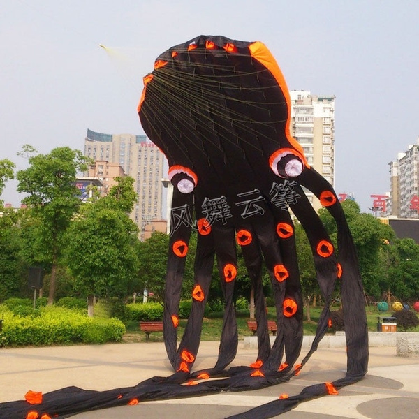 3D 26ft 8m Black 1 Line Stunt Parafoil Octopus POWER Sport Kite outdoor toy 2016 
