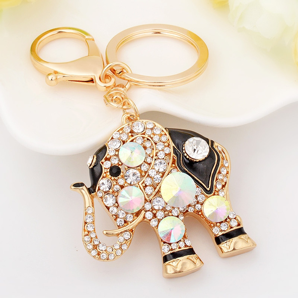 Thailand exquisite precious stones elephant car keychain small gift for men  women Key chains customized key ring