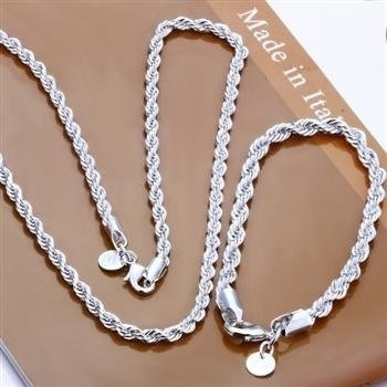 Mens silver necklace and sale bracelet set