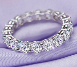 Sterling, fullczdiamond, wedding ring, Jewelery & Watches